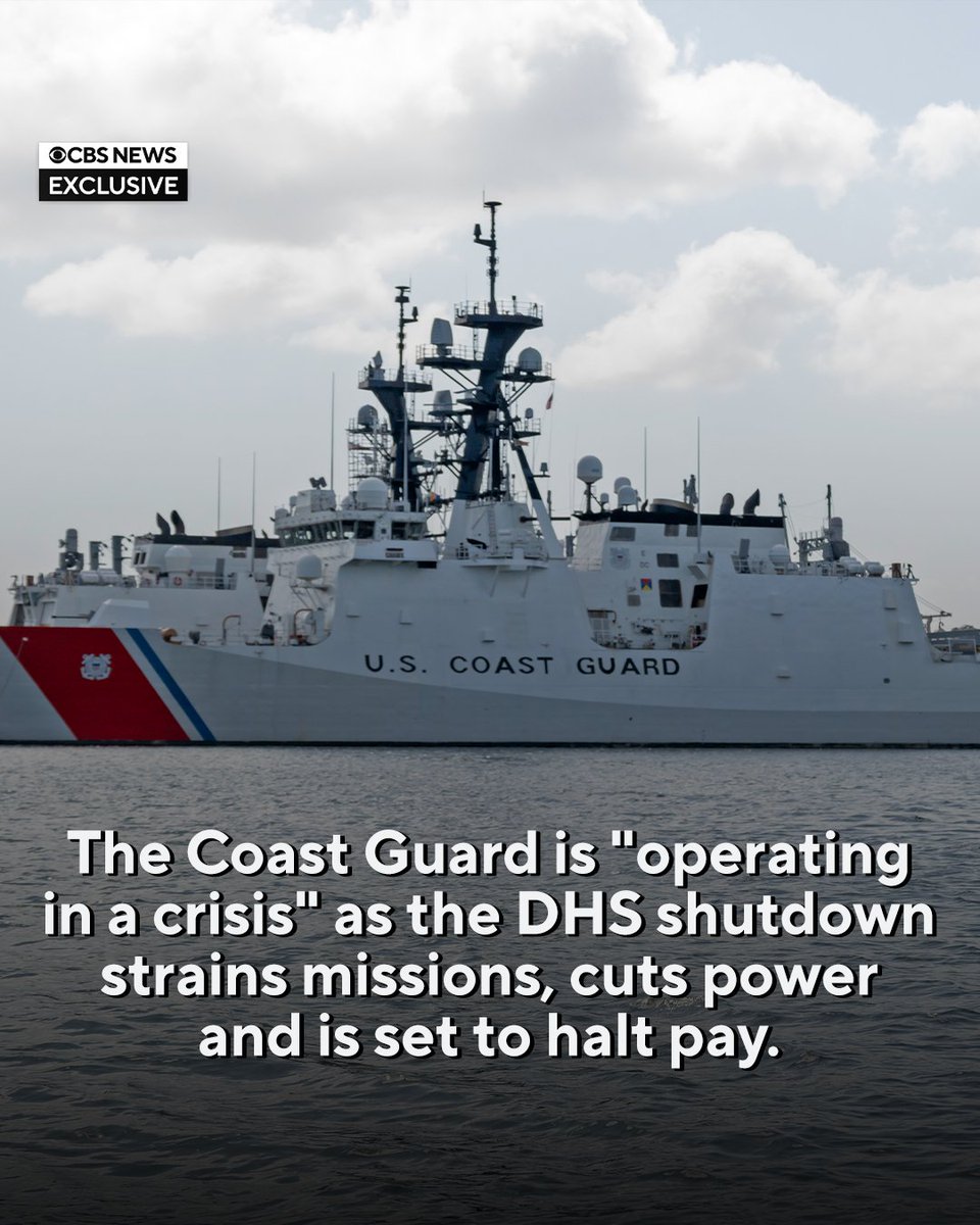 CBSNews's tweet image. The U.S. Coast Guard cannot pay its bills. The military branch – now 75 days into the longest shutdown in U.S. history – owes over $300 million in unpaid obligations. And with thousands of utility bills overdue, totaling $5.2 million, duty stations and military housing worldwide