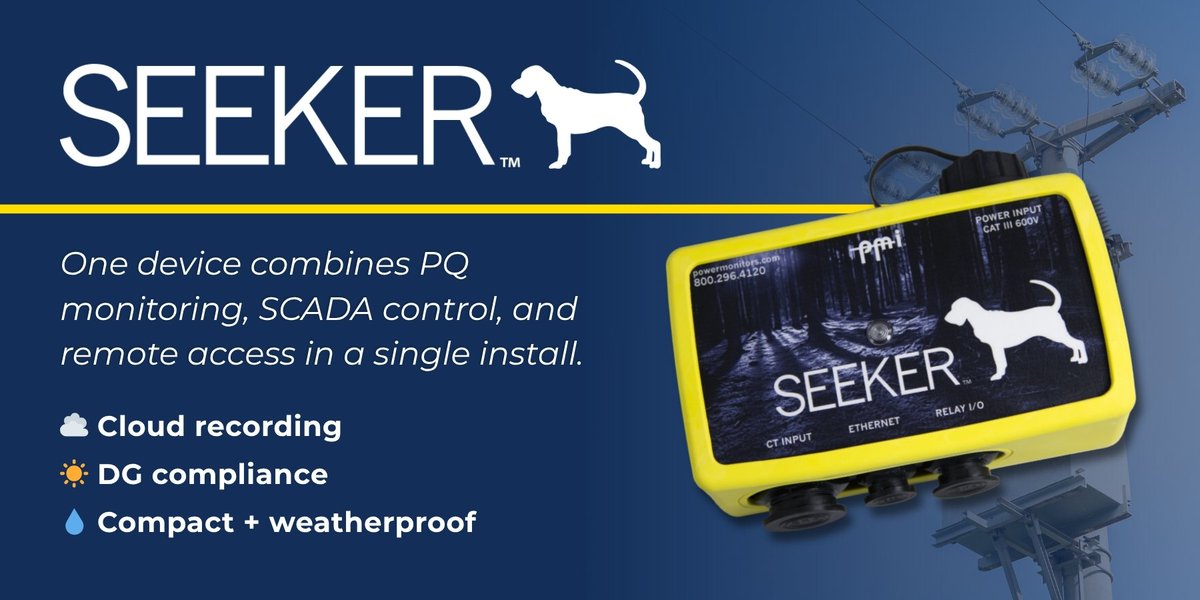 powermonitors's tweet image. Dig deeper with the Seeker. 

The Seeker is PMI's all-in-one PQ recorder — LTE, Wi-Fi, Bluetooth, and digital I/O for SCADA control, built into an easy install.

Add PQ Canvass and Merlin™, our AI assistant, and turn recordings into clear answers fast.

#PowerQuality #Utilities