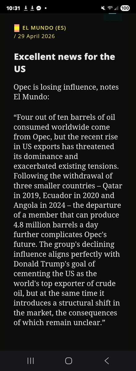 RobertCFried's tweet image. United Arab Emirates 
i.e. Abu Dhabi, UAE 
Exits OPEC: 
Winners and Losers❓️
#SaudiArabia #MiddleEast #Crises #War #Energy #Iran #Venezuela #UAE #UnitedArabEmirates #Global #Infrastructure #Travel #Transport #InternationalRelations #Industry #Trade #Inflation #Economy ▶️