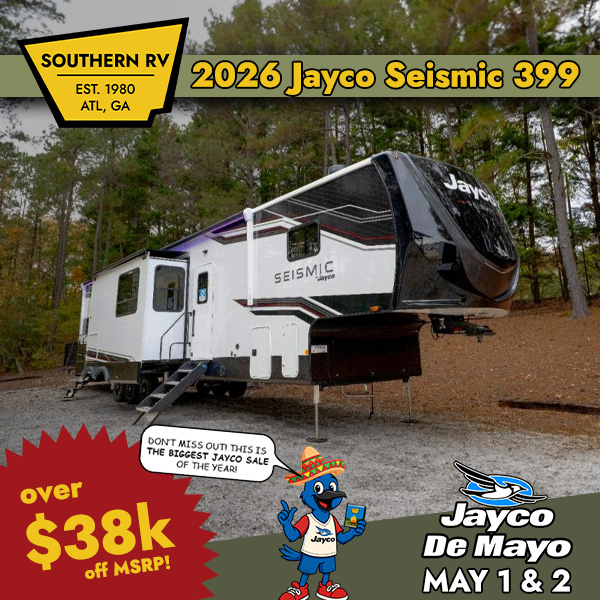 SouthernRV_GA's tweet image. The Jayco De Mayo RV Sale is this weekend!

May 1 &amp;amp; 2 at Southern RV  of McDonough, GA all Jayco RV's marked down to clearance prices!

Link to the pictured Seismic: southernrv.com/product/new-20…

#SouthernRV #Jayco #Camping #toyhauler #RV #RVSale #JaycoDeMayo