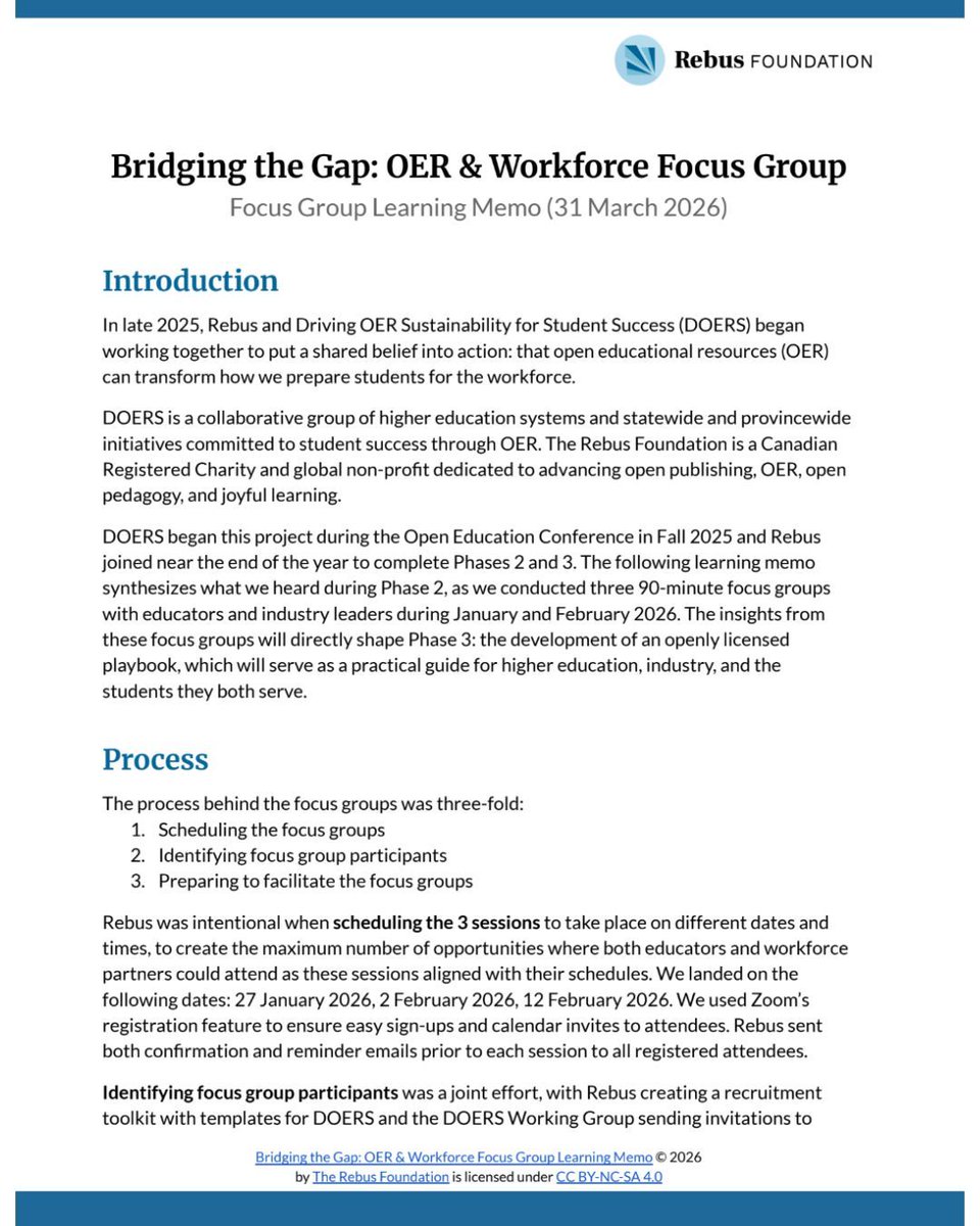 RebusFoundation's tweet image. Rebus &amp;amp; DOERS hosted focus groups with educators &amp;amp; industry leaders on how #OER can better prepare students for careers. Our Learning Memo captures what we heard and lays the groundwork for an openly licensed playbook coming later this year. 💡

📝 buff.ly/GpKOu60