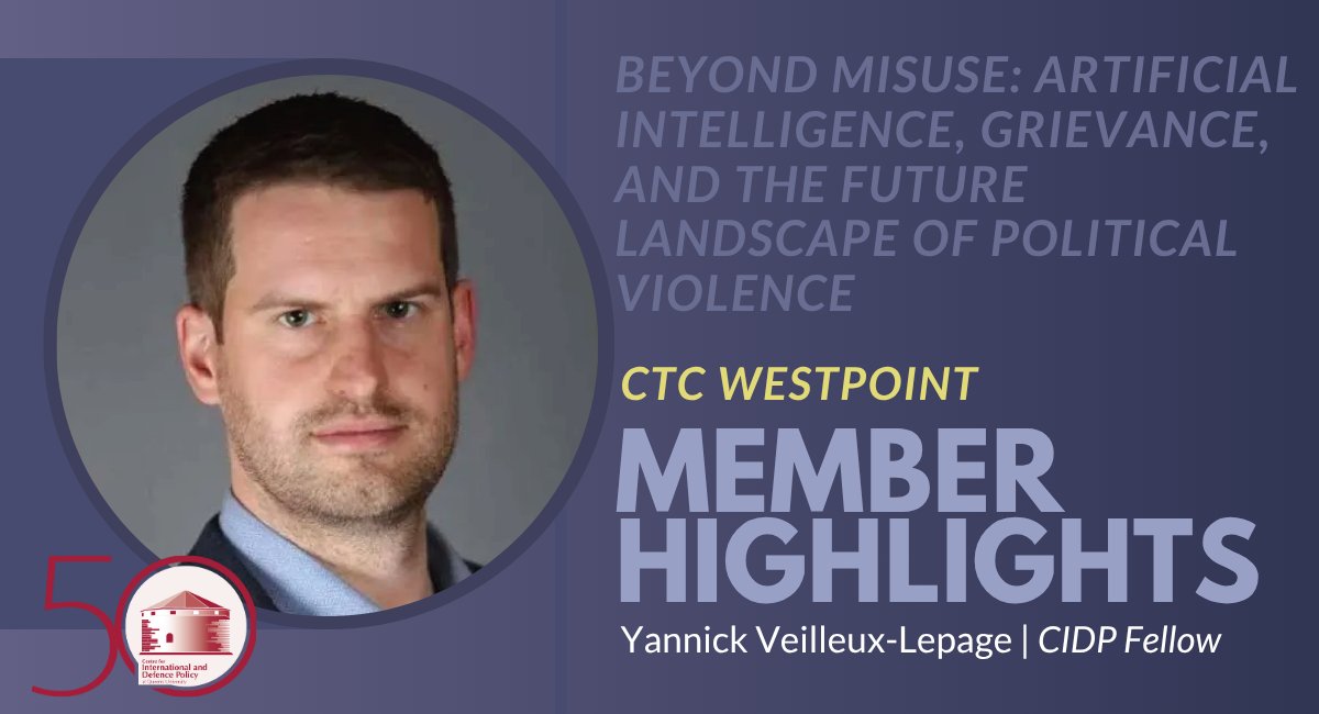 QueensCIDP's tweet photo. #MemberHighlights | In a new article for @CTCWP, Dr. Yannick Veilleux-Lepage, Associate Professor at RMC, examines how AI may generate the conditions for political violence beyond its direct misuse. 
https://t.co/gkHsxR5Tea https://t.co/JXyP9lkcTV