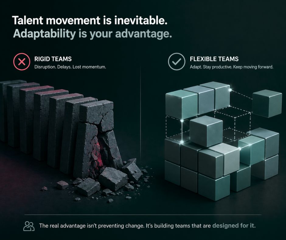 SearchWizards's tweet photo. Talent movement is inevitable, but the real challenge isn’t that people leave. It’s what happens next.

• Productivity slows
• Gaps become more visible
• Hiring takes longer

The difference isn’t in whether turnover happens.
It’s in whether your team is built to handle it. https://t.co/MQ6ZYJHWlX