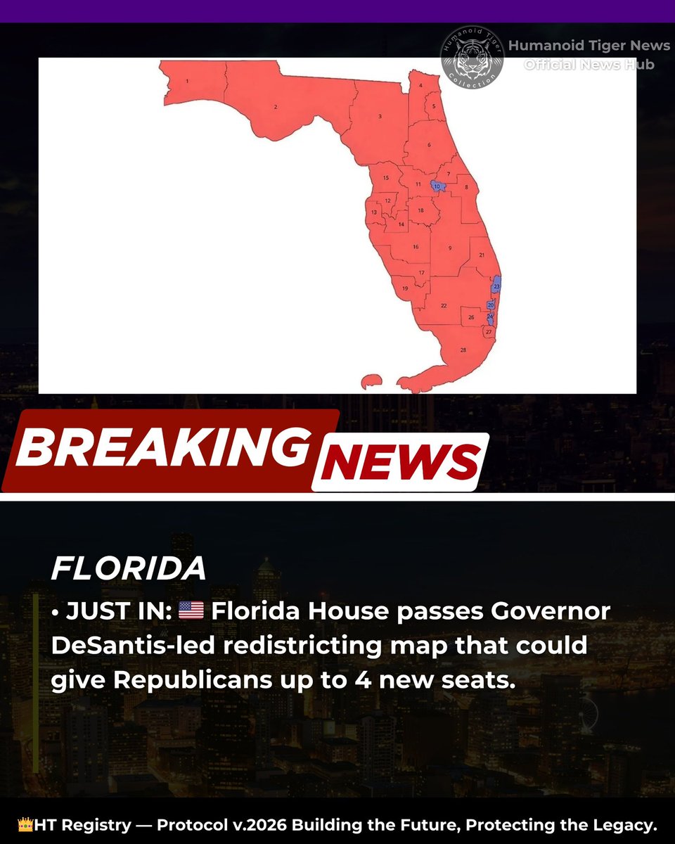 _htcnews's tweet image. FLORIDA

JUST IN: Florida House passes Governor DeSantis-led redistricting map that could give Republicans up to 4 new seats.

____

Humanoid Tiger News
Official News Hub.

Meet our ecosystem:

🔗beacons.ai/humanoidtiger

#NFTs #NFTProject #NFTCollection #OpenSeaNFT #OPENSEA