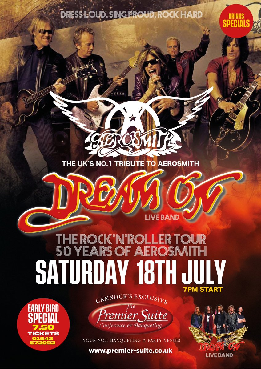 50 years of Aerosmith… one huge night
The Premier Suite Cannock
🎸The Rock 'n' Roller Tour🎸
📅Saturday 18th July|7PM
🎶Dream On • Sweet Emotion • Don’t Wanna Miss a Thing + more
🎟Tickets just £7.50(limited!)
📞01543 572092 (opt 1)
the-premier-suite.letsbookfor.com/s/r-n-r-tour-5…
Walk this way🤘