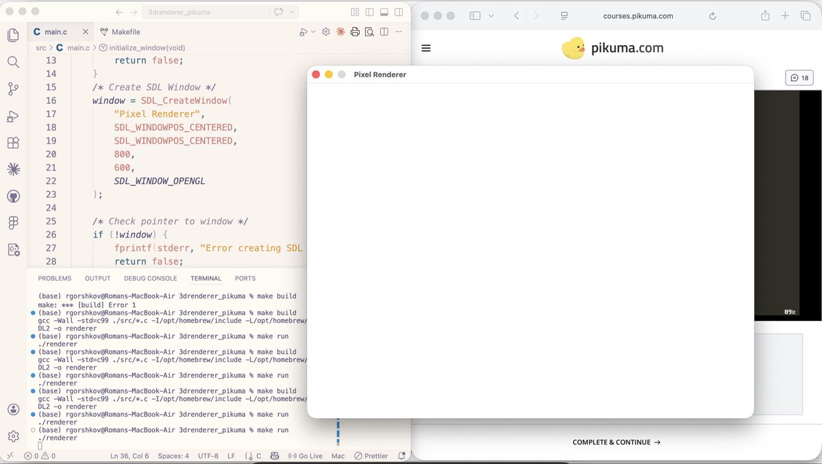 mlistudio's tweet photo. Back to basics! Planning to start a new project centred around 3D graphics and make a dev log about it.
But first @pikuma course 🎉
Window is done !
#computergraphics #3Dgraphics #cpp #graphics #lowlevel #mli #moonlightinteractive https://t.co/oVCCsb2Gma