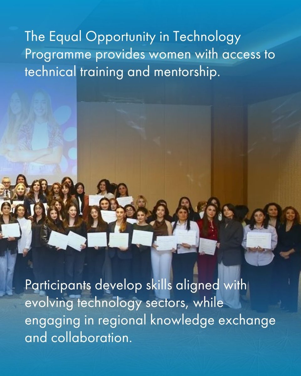 UNITAR's tweet image. Bridging the gender gap in technology 🚀

The Equal Opportunity in Technology Programme supports women in Türkiye and Azerbaijan to build skills and access mentorship for the digital future.

#UNITAR #CIFAL #WomenInTech #SDGs