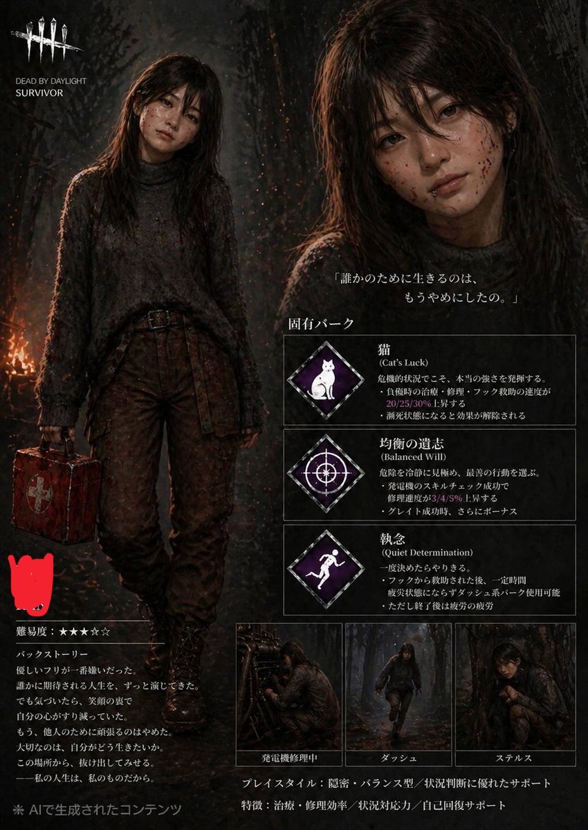 ShuuW_11's tweet photo. 友達に写真を渡してChatGPTで作って貰ったDBDのキャラがマジですごい😂😂
絶妙に似てるし、AI私の過去知ってるの？って感じww https://t.co/0T1EuTJrRM