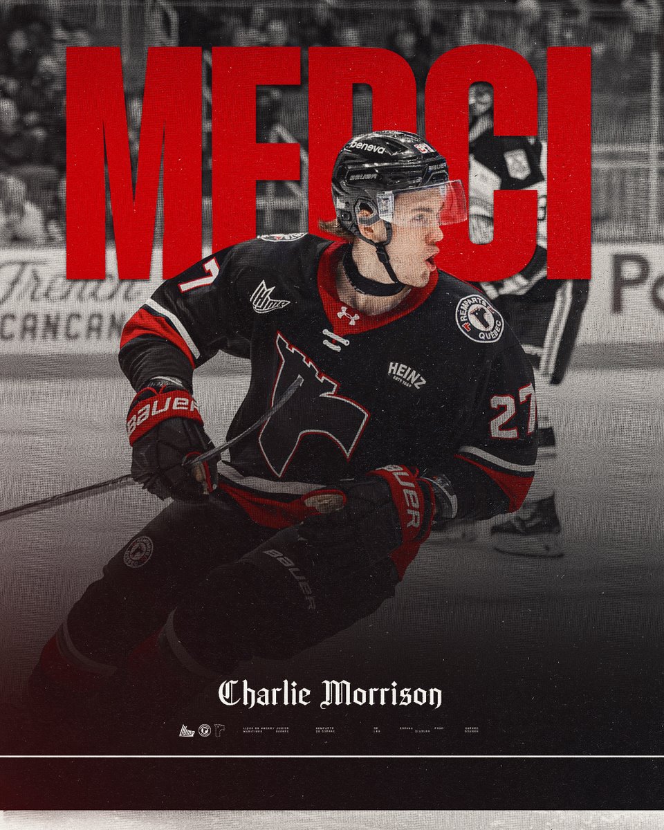quebec_remparts's tweet photo. Charlie Morrison poursuivra son parcours à l’Université du Connecticut.

Merci pour les dernières saisons Chuck.

#DeQuébecPourQuébec | https://t.co/Sz1DhA0loW https://t.co/hgjrgqBuKa