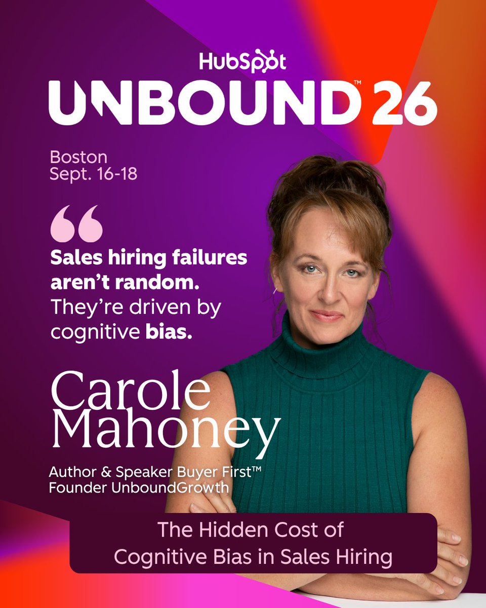 unboundgrowth's tweet photo. Your next bad sales hire won’t look like a mistake in the interview.

That’s the problem.

Cognitive bias shapes how we evaluate candidates—and most teams don’t see it.

@icarolemahoney is breaking this down at UNBOUND26.
👉https://t.co/a1UkzoJYJu

#UNBOUND26 #SalesLeadership https://t.co/ZOcwPacOak