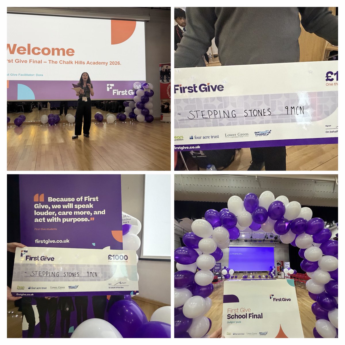 FirstGiveGK's tweet image. Great to be a judge at such a wonderful @FirstGiveUK #Final @TheChalkHills where Y9 students have been #TakingAction in support of their local charities! The winner of £1000 grant is #SteppingStonesLuton represented by 9MCN! Congratulations! #YouthSocialAction