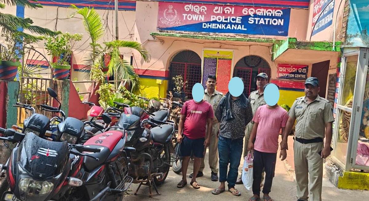 spdhenkanal's tweet image. #TownPS Dhenkanal has successfully recovered 15 nos of  stolen motorcycle .In this connection 03 accused persons have been arrested and forwarded to the court. #Kudos to Town PS staff.
