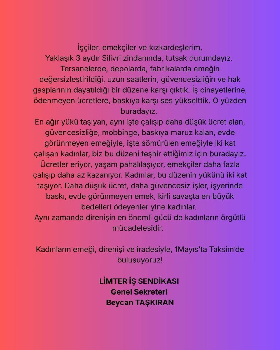 DİSK / LİMTER-İŞ SENDİKASI tweet media