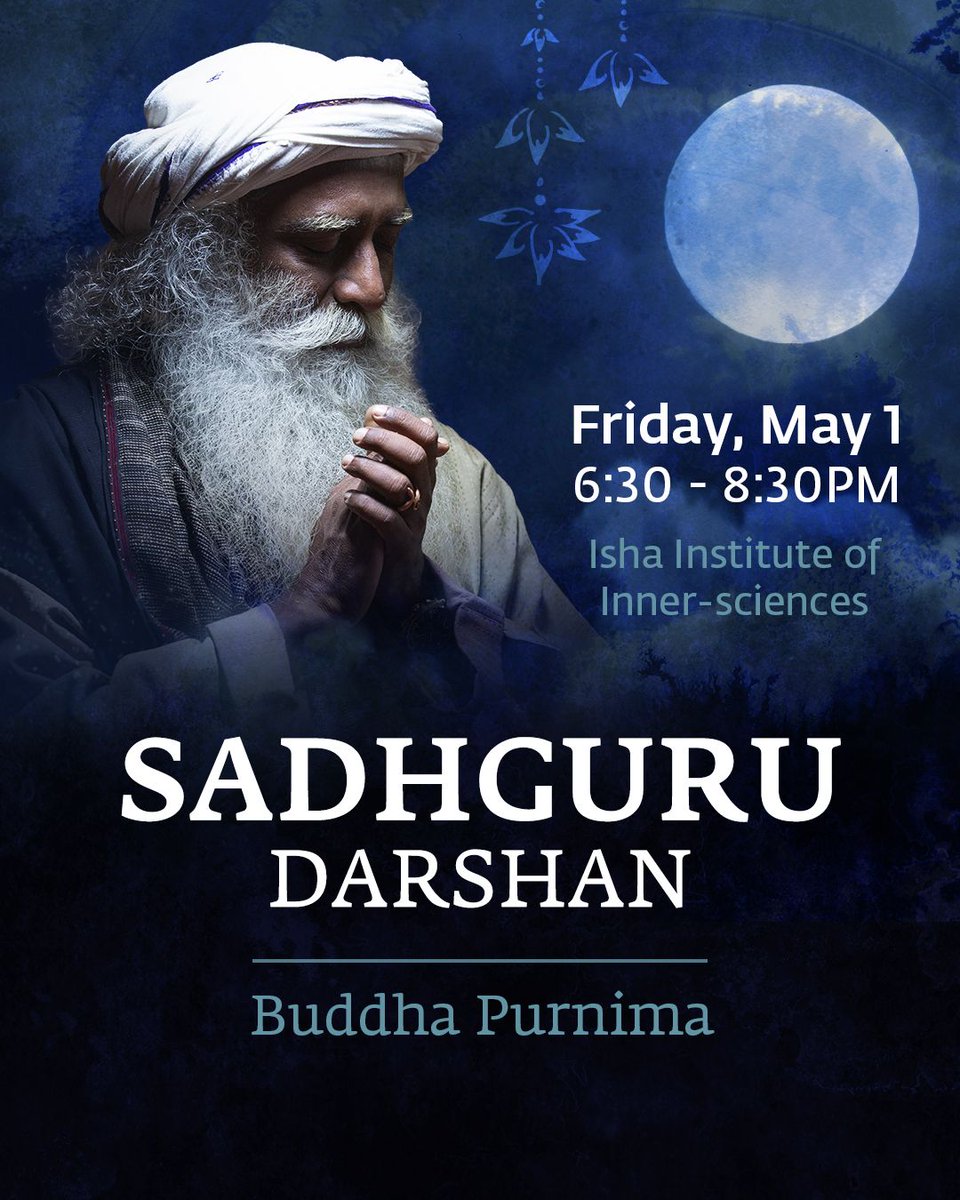 IshaUSA's tweet photo. Sadhguru Darshan in-person at the Isha Institute of Inner-sciences.

Date: May 1, 2026
Time: 6:30–8:30 PM CT
Free and open to all, ages 8 &amp; above
RSVP: https://t.co/uX3jfCmlCV https://t.co/9Y5IX14M58