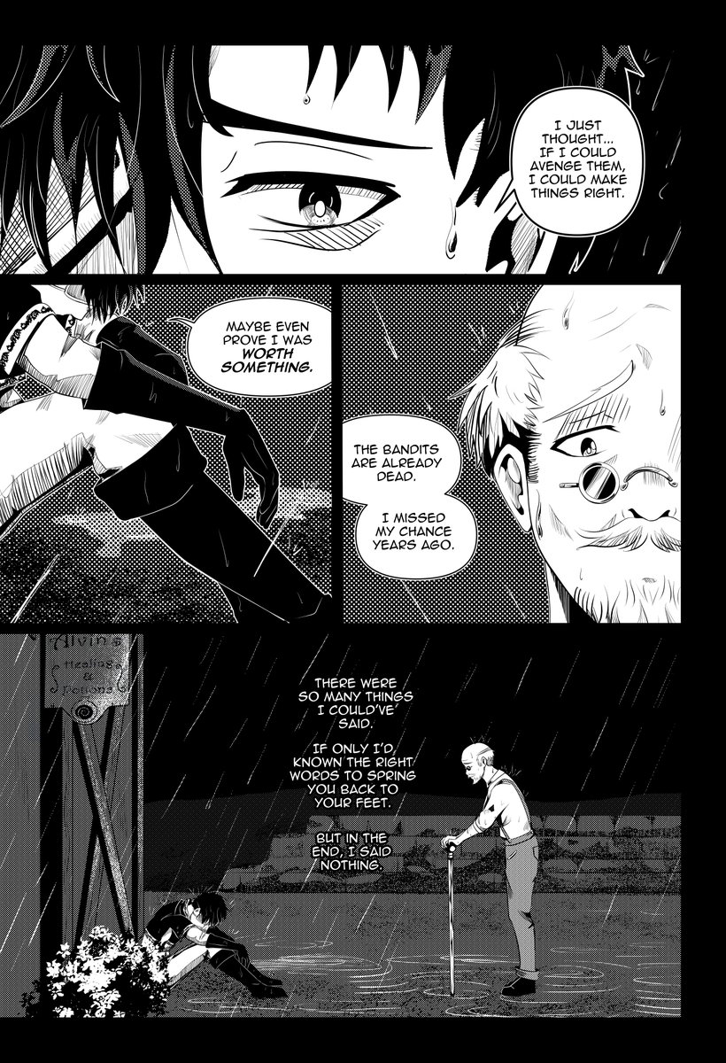 trishacuffari's tweet image. "You broke that day. And all I could do is watch..."

There are a lot of "revenge bad" stories out there, but for this, I wanted to explore the concept of someone being DENIED revenge-- Causing feelings of worthlessness, as well as having no closure.
#reapercomic #fantasy