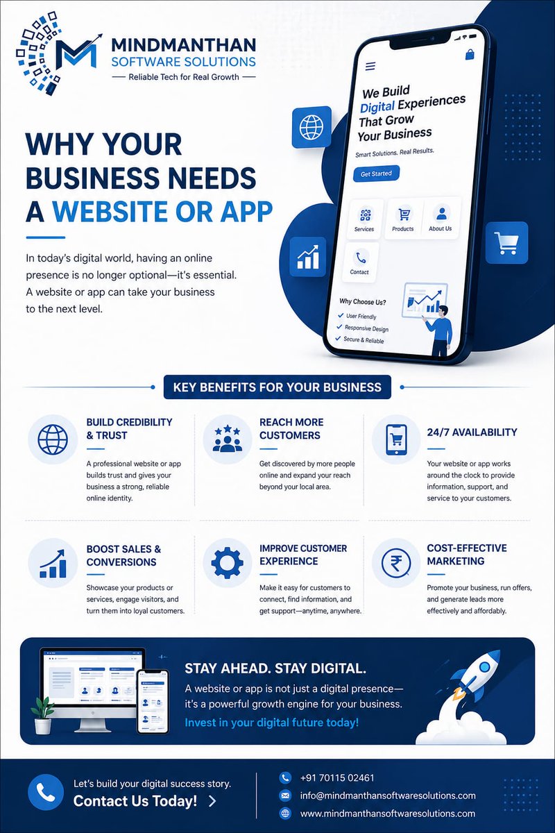 MManthan11880's tweet image. YOUR BUSINESS NEEDS A WEBSITE OR APP !!!
#Mindmanthan #MindmanthanSoftwareSolutions #DigitalGrowth #BusinessGrowth #StartupIndia   #ScaleYourBusiness #DigitalTransformation #WebDesign #MobileApps #IndiaBusiness #GrowYourBusiness #FutureOfBusiness #BusinessTips #MarketingStrategy