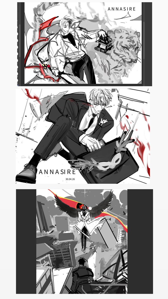 annasire_'s tweet image. I want to show my drawing process.
Sometimes the poses change because they need to fit the situation and the character’s movement, so some parts of the drawing need to be revised. 
#study