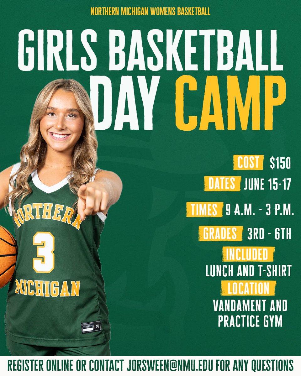 NMU_WBBall's tweet photo. Looking forward to seeing you there!!

⏰June 15-17th 9am-3pm
⛹️‍♀️3rd-6th
💰$150
🔗 https://t.co/awGXKsCjsX 

#nmuwbb #GoCats https://t.co/ImVh5iaFs1