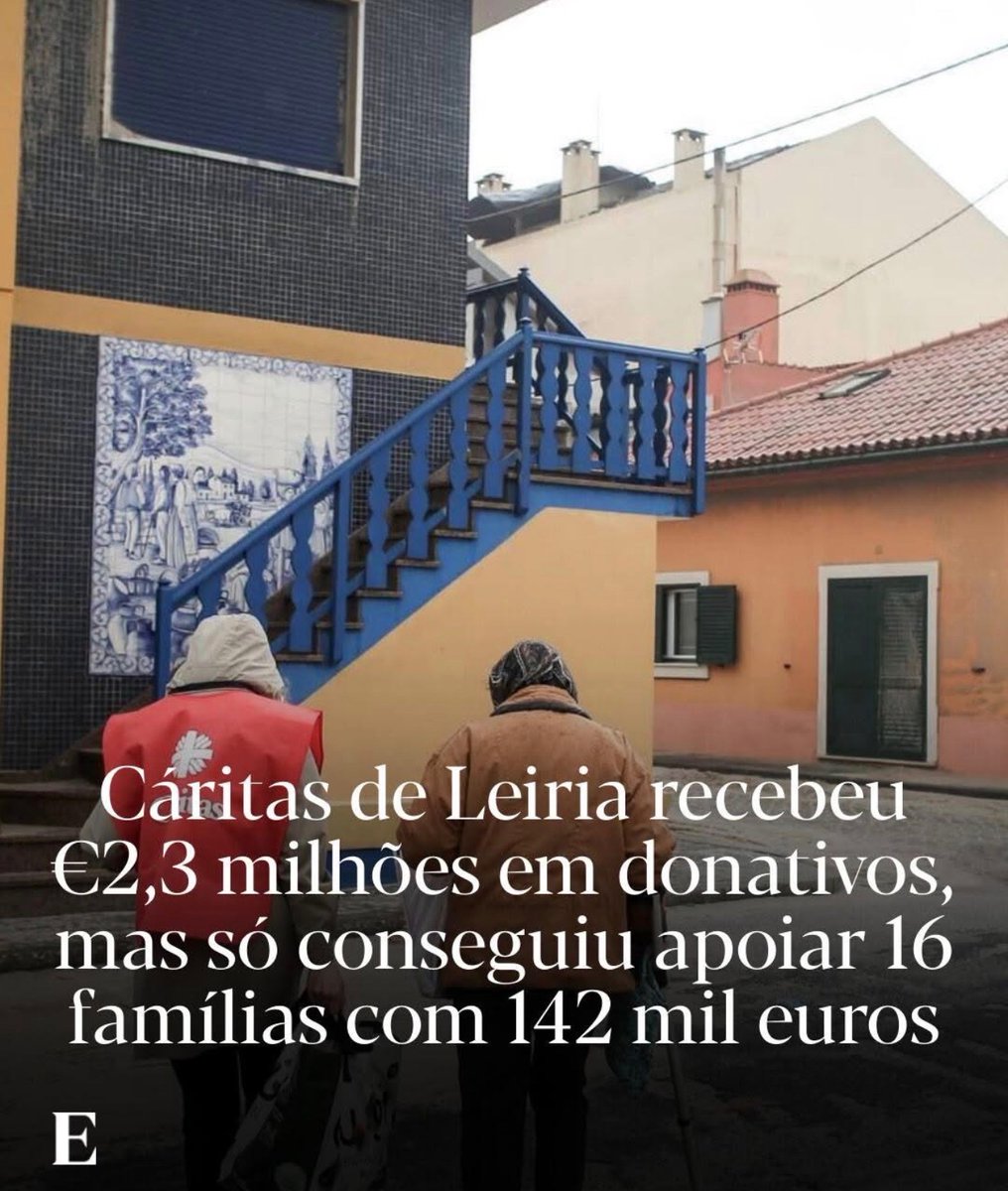 Cáritas de Leiria recebeu 2,3 milhões de euros em donativos.

Resultado?

Ajudaram 16 famílias com 142 mil euros.

Ou seja: gastaram mais de 2 milhões em salários, jantares de gala, carros de serviço e “despesas administrativas”.

Enquanto o português normal aperta o cinto até ao