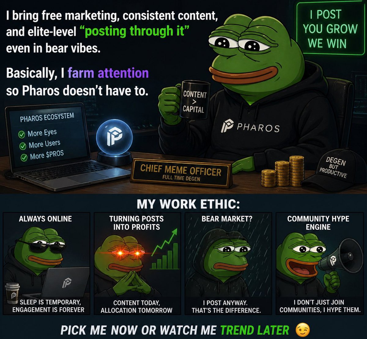 SamuelDami45's tweet photo. @Kiwi_Nod @pharos_network @Kiwi_Nod I might not be a big influencer or have the big skills but you see memes leave that to me, Noti on, I bring free marketing, consistent elite content “through thick and thin” even in bear vibes.
Basically, I farm attention so Pharos doesn’t have to, what ya say. https://t.co/d4QtS7g7qw