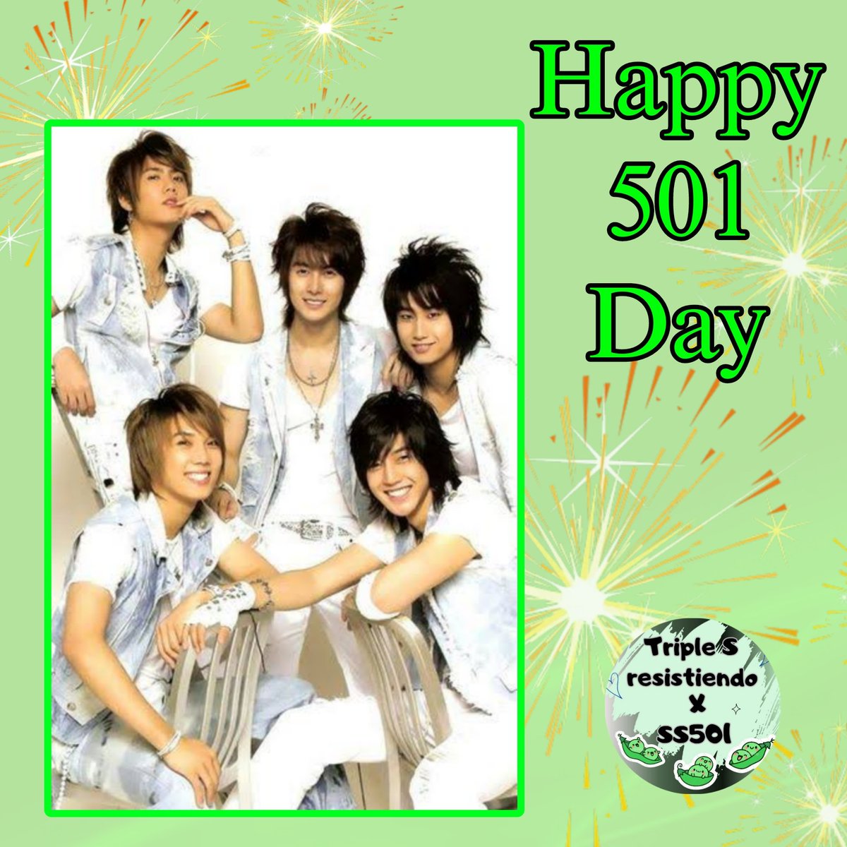 JackyDeLen2's tweet photo. 🗓️ En Corea del Sur ya es 01 de mayo, y es un día bonito y especial. Una fecha emblemática qué representa el 01 día del 5° mes. El 501 Day. 🥰👑🫛 Un día para recordarnos qué el Pearl Light Green siempre brilla en nuestros corazones. 🤗💚
#SS501
#Happy501Day
#SS501_KpopLegends https://t.co/or0nh9aUpp