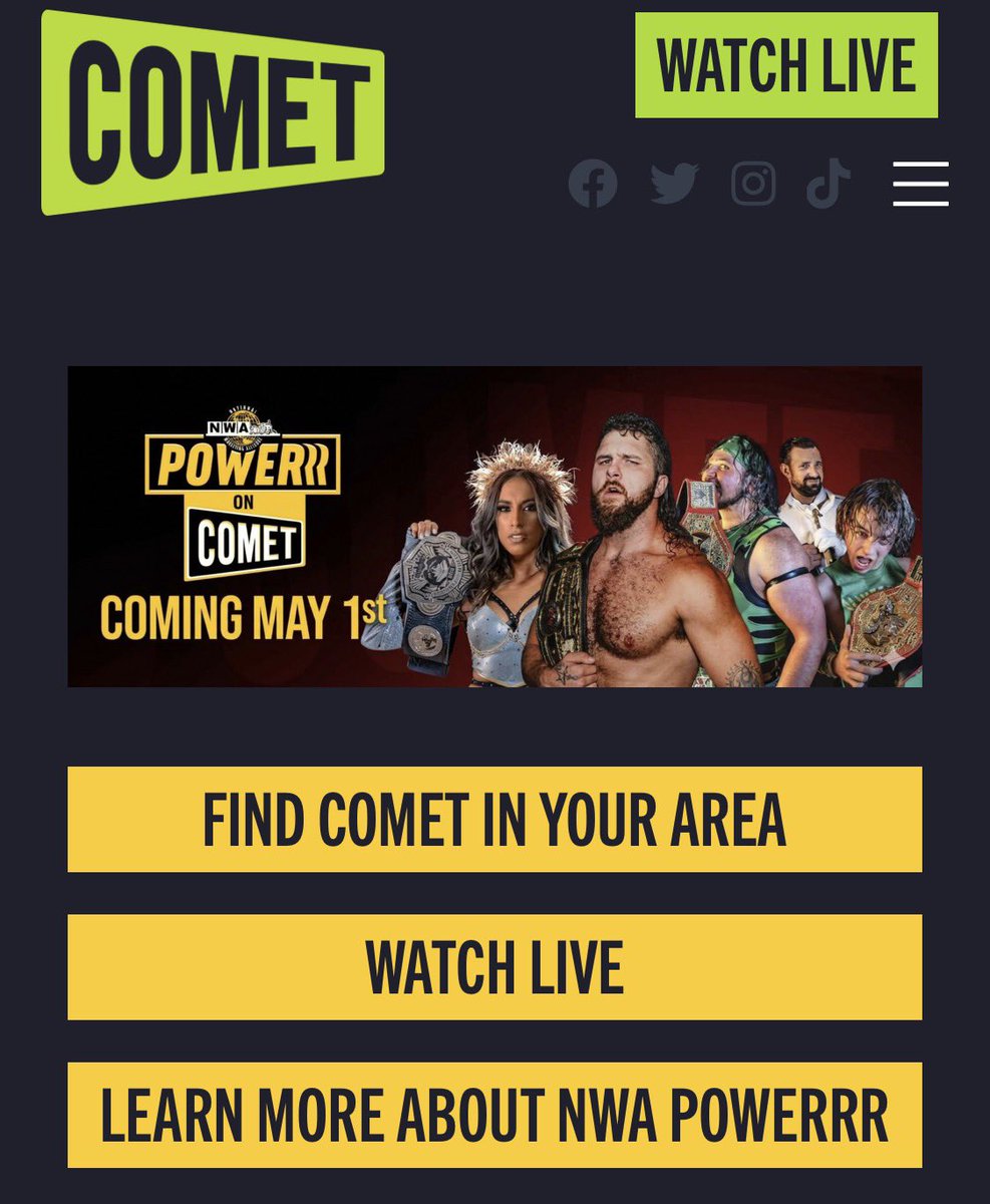 nwa's tweet photo. Find 𝙉𝙒𝘼 𝙋𝙊𝙒𝙀𝙍𝙍𝙍 on @WatchComet in your area:
https://t.co/HvZL2oC5rm.

Watch it live via your browser anywhere:
 https://t.co/dZ434FNlKo

OR watch via Comet on YouTube TV, Hulu Live TV, Sling TV or Fubo TV. https://t.co/rZz3WyMwck