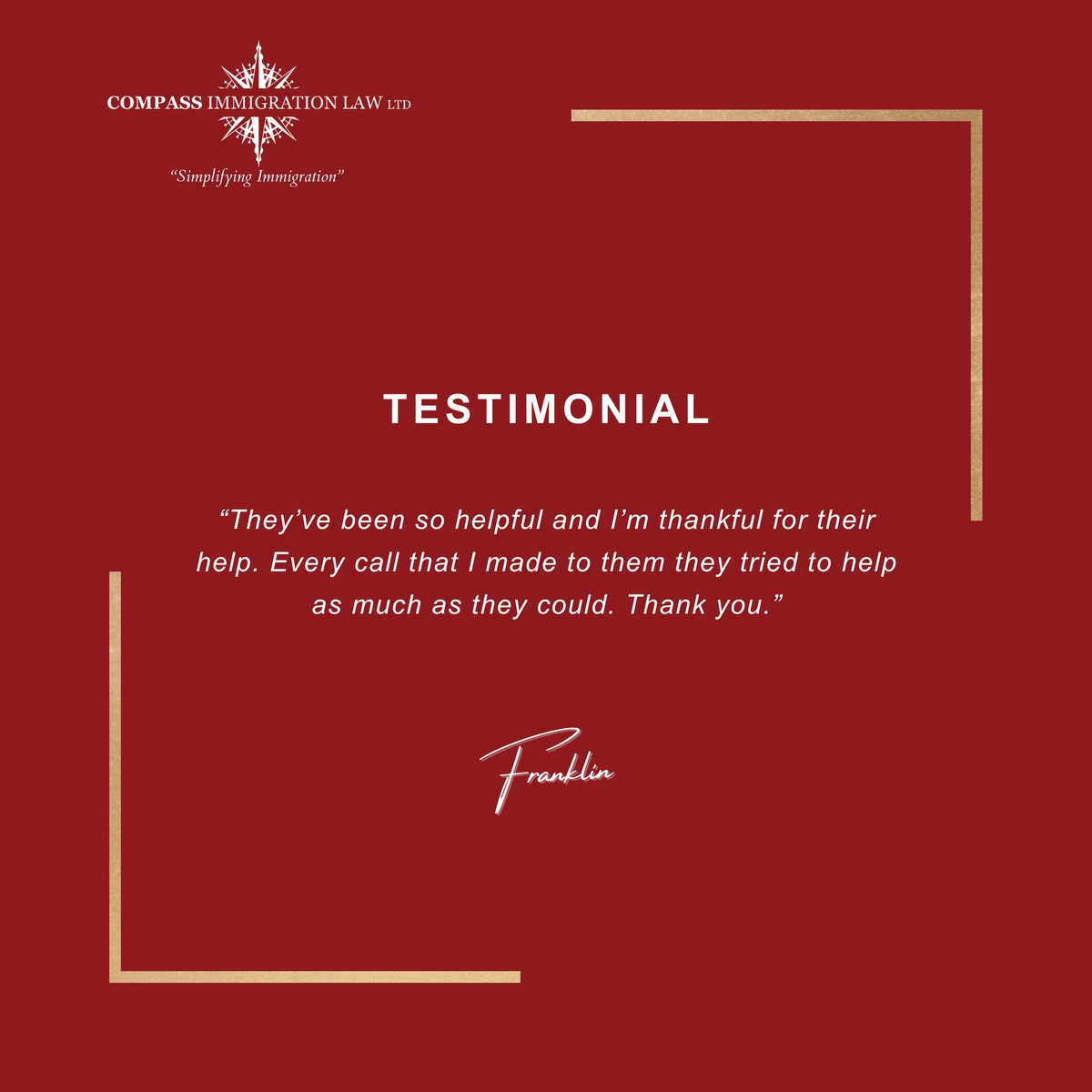CompassImmLaw_'s tweet photo. Client testimonial for our Compass Team.
-
📃(client intake form) - https://t.co/KgvqVxprLp
📞 - 01204 531 535
📧 - info@compasslaw.org.uk
-
Compass Immigration Law Ltd:
“Simplifying immigration.” https://t.co/F6TXRW9pey