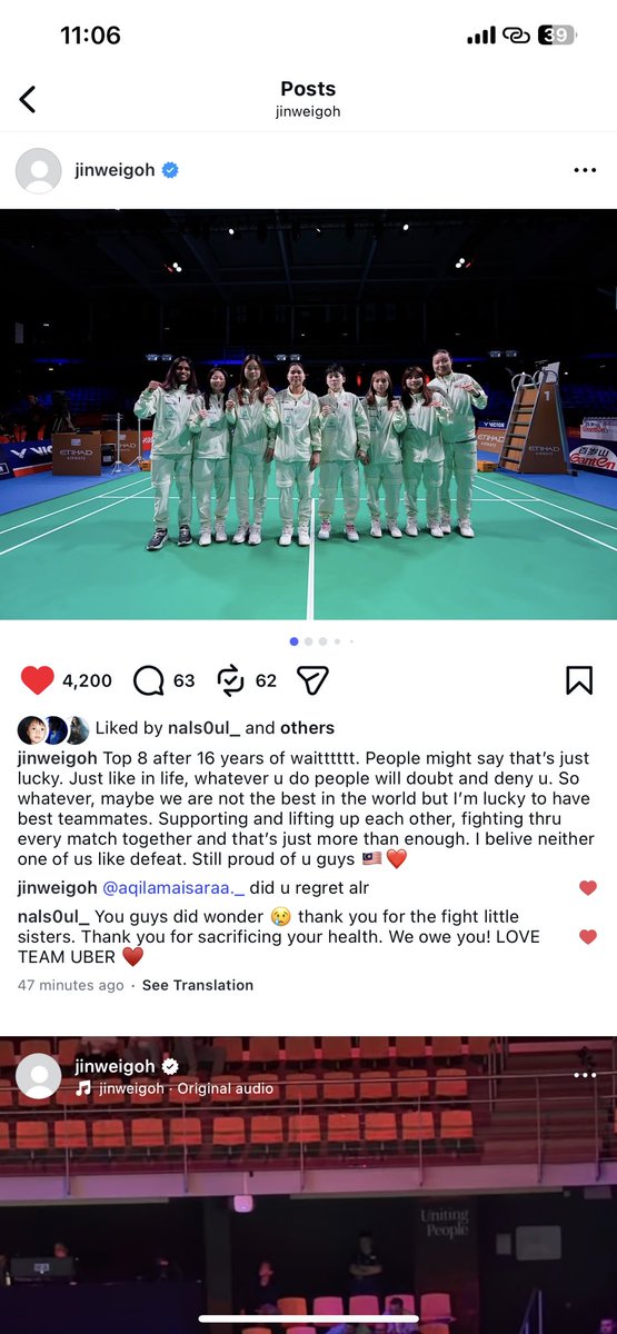 warrffle's tweet photo. but the fact yg she always post such a heartwarming caption(s) every time lepas habis team event just proves that yg she really reallyyy loves team event. mse main pun enjoy &amp; sengih2 je sepanjang duk dalam court :,) https://t.co/VgssxunBAY