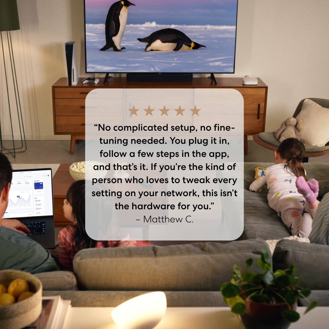 geteero's tweet image. 5 stars, no notes ⭐️ Easy setup, reliable coverage, and wifi that actually keeps up. See what customers are saying about eero Pro 6E 🛜

#eero #reviews #wificonnection