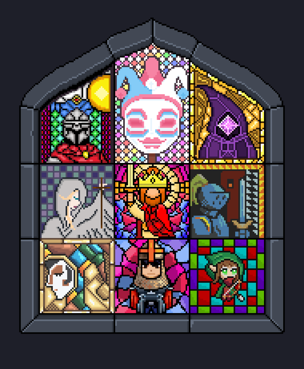 Cyberdragonetik's tweet image. Art collab of a stained glass RPG class theme! ⚔️👑💀🏹🧙‍♂️🧙

#pixelart #ドット絵 #collab

Credits are in the comments