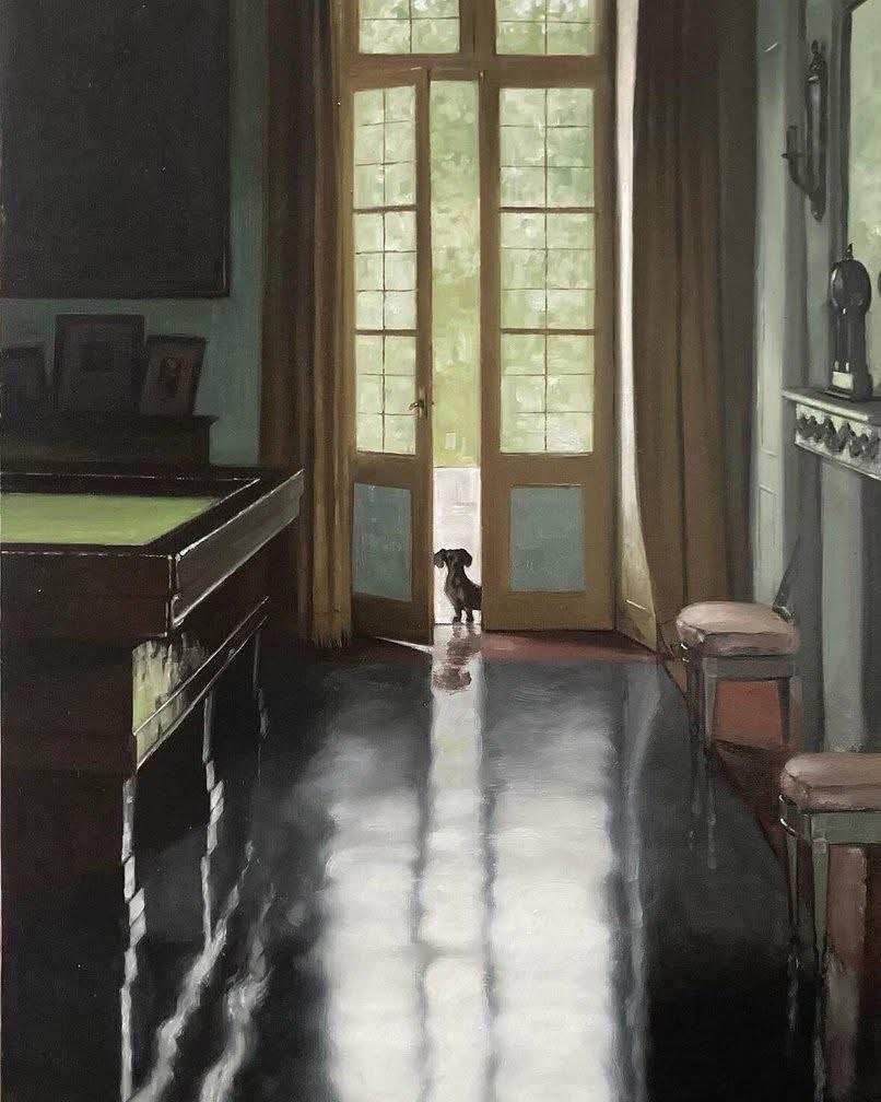 “Dogs do speak, but only to those who know how to listen.”
Orhan Pamuk
Art by Albert Luisa - Ball Number 8, 2023. #artist #dog #artpeoplegallery