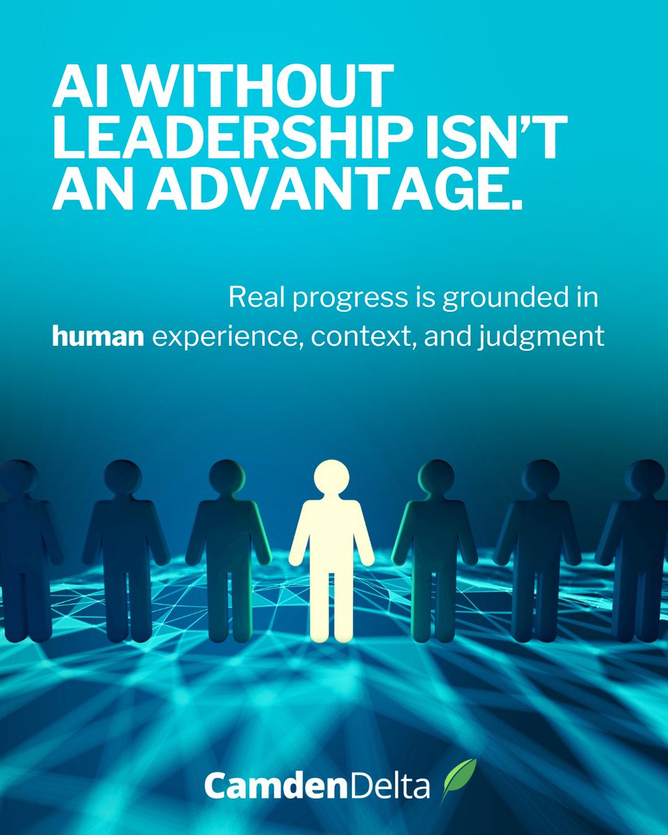 CamdenDelta's tweet photo. AI can do a lot. But alone, it’s not an advantage.

The differentiator is how leaders apply it, grounded in human experience, context, and direction.

Without that, even the best tools create noise instead of momentum.

Strong #leadership is what makes #change stick. Let’s talk. https://t.co/DL82HXAl5r
