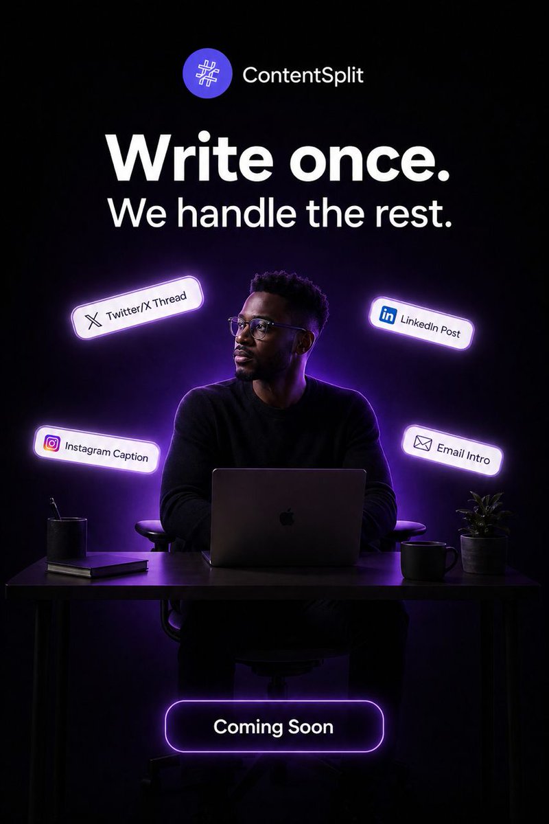 Contentsplithq's tweet image. The hardest part of content creation isn’t creating.

It’s reformatting.

One idea shouldn’t take 3 hours to fit every platform.

But it does.

And that’s where most creators burn out.

@devanddesignhq @Joe_brendan_