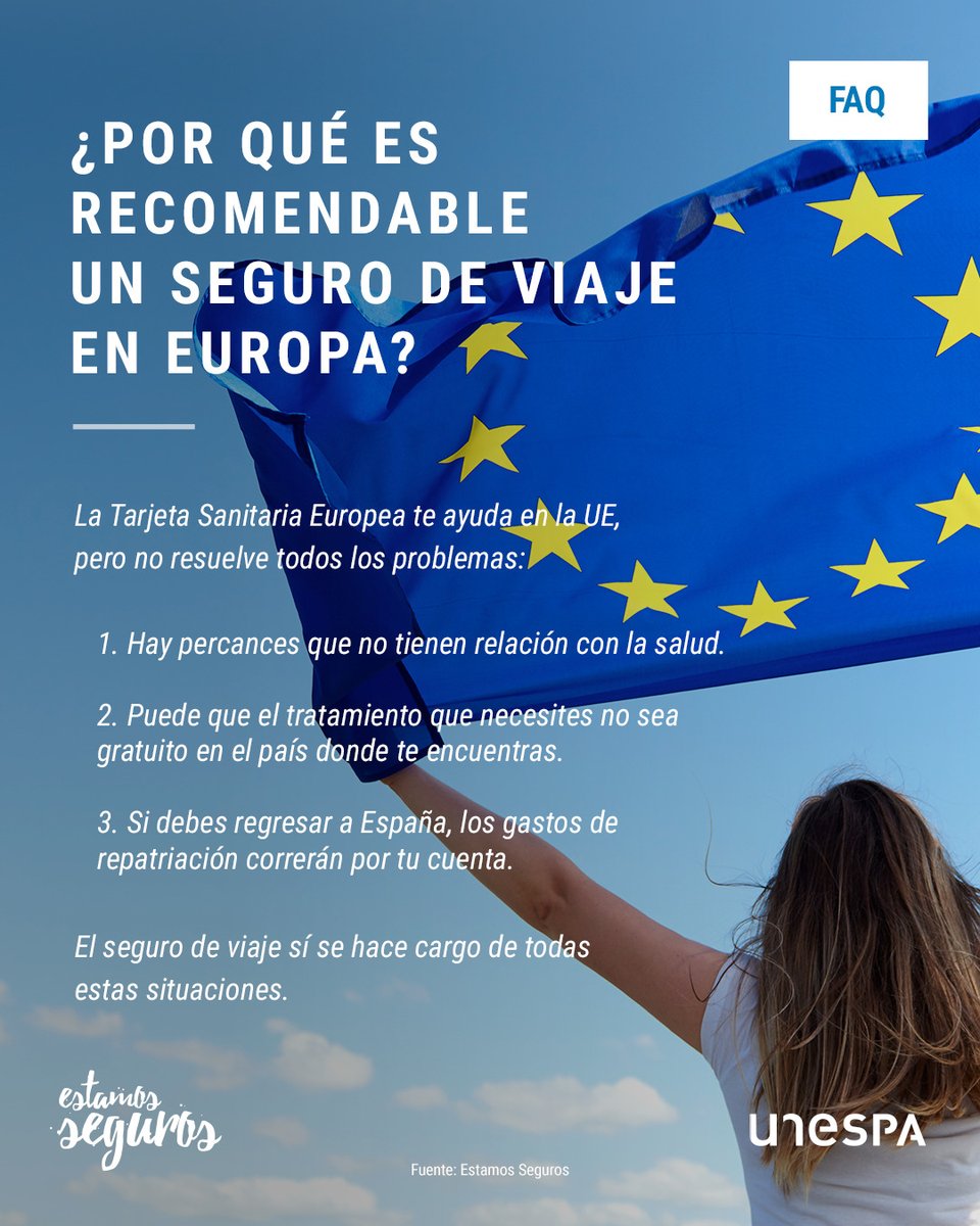 EstamosSeguros_'s tweet photo. ✈️🇪🇺 ¿Estás viajando por #Europa? Si estás en la Unión Europea, puedes usar la Tarjeta Sanitaria Europea. Pero… ¿es suficiente? Te contamos por qué te interesa tener un #seguro de #viaje también. #Prevención #BrechaDeProtección

➡️ https://t.co/3RSQqUIa5i ⬅️ https://t.co/9OUAZ6amAo