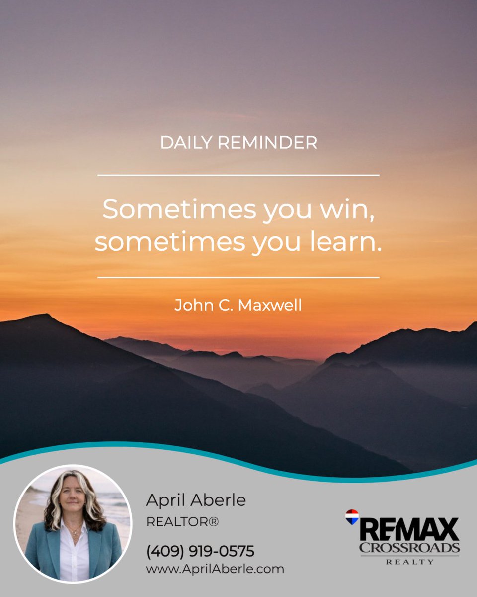 AprilAberle's tweet image. Every challenge holds a lesson, and shifting your mindset from loss to learning is the key to moving forward. The more you embrace the unexpected, the more doors will open. Keep going—your next win is just around the corner! 💡🏡

#realtor #realestateagent #remax