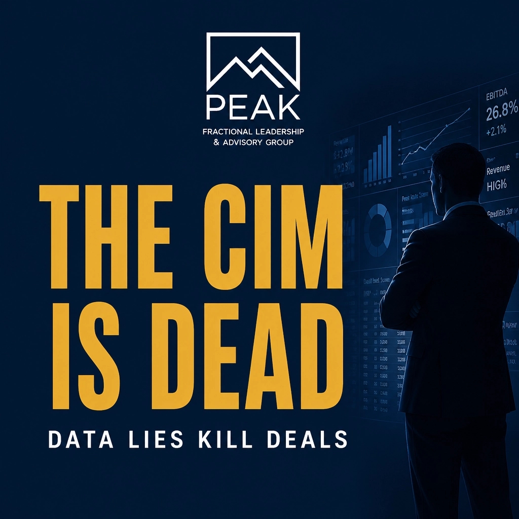 PeakFractional's tweet image. Half of middle-market deals are failing because buyers no longer trust the CIM.

Data lies hidden in systems kill deals. 

Operational integrity &amp;gt; Financial fiction. 

Clean your plumbing before you exit.

#MA #EBITDA #PeakFractional #ExitStrategy