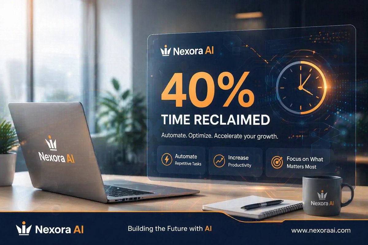 NexoraA68991's tweet image. What would you do with an extra 16 hours a week? ⏳

We’re helping SMB owners reclaim 40% of their workday by automating the stuff they hate. That’s 2 full days back to grow the business (or finally take a Friday off).

Work smarter, not longer. #Productivity #NexoraAI