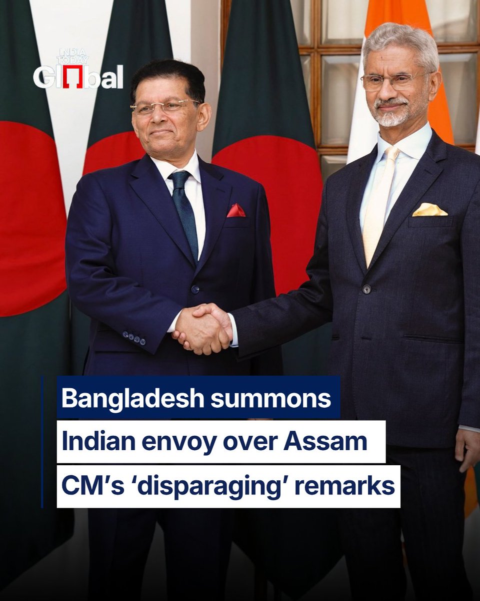 ITGGlobal's tweet image. #JUSTIN: Bangladesh has summoned the acting Indian High Commissioner Pawan Badhe over remarks by Assam Chief Minister Himanta Biswa Sarma. 

Dhaka termed the comments ‘disparaging’ to bilateral relations and conveyed its displeasure to India, highlighting growing sensitivity