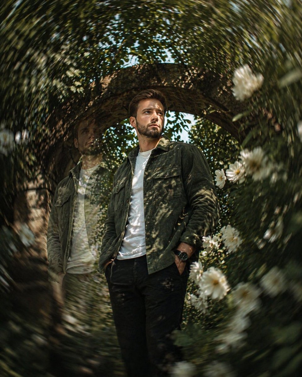 Cinematic surreal garden portrait prompt