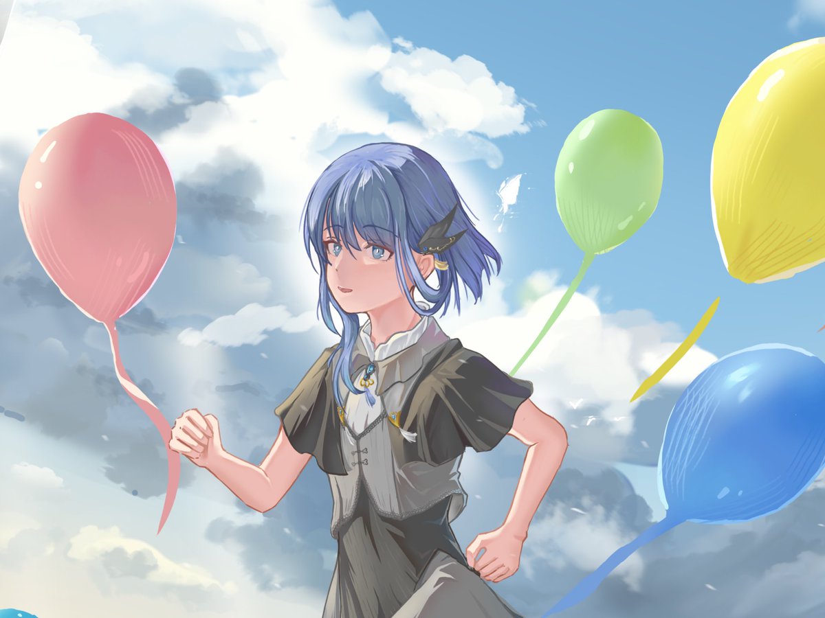 CIELと一緒に空中散歩する五周年
イラスト：宿星（代理投稿）
#CIEL5周年カウントダウン
#CIEL美術部
#しえるれたー