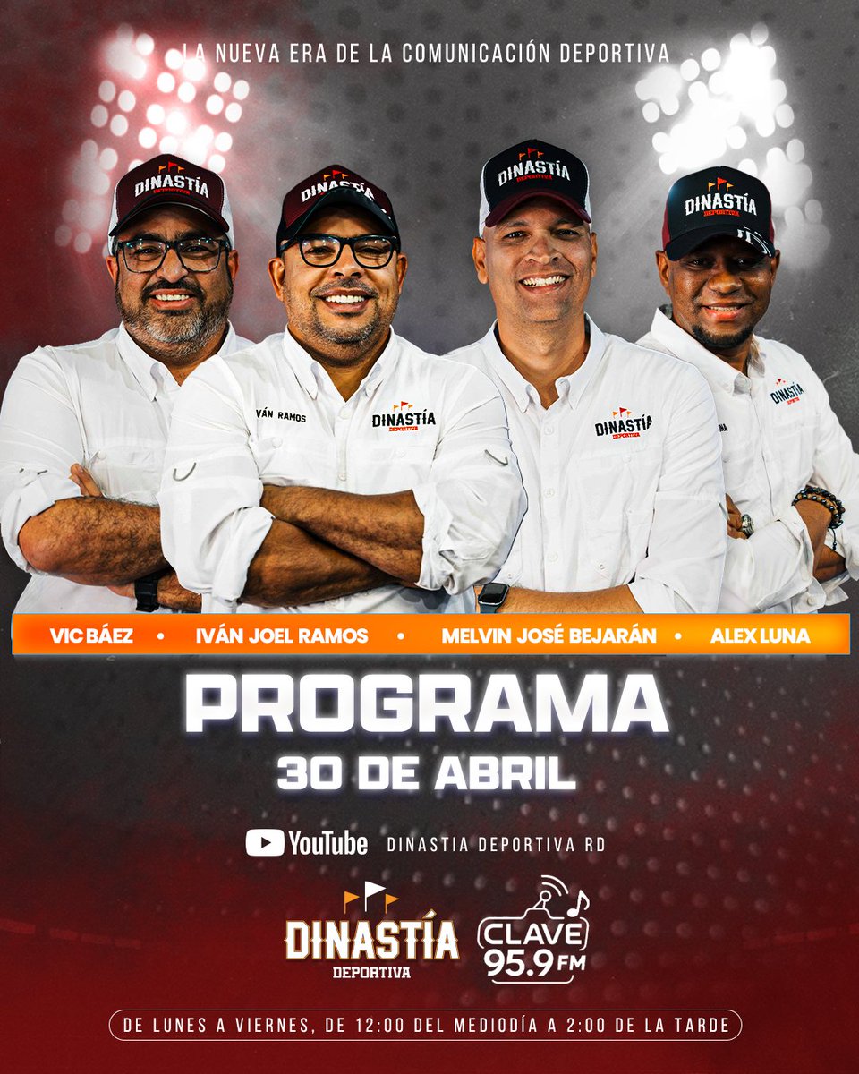 JUEVES DEL BUENO.
Los esperamos a las 12:00 pm.
#YouTube [Dinastia Deportiva RD]

📻 Clave 95.9 FM
📱809-255-9509 / 809-200-1479
🌍 1-866-471-1609