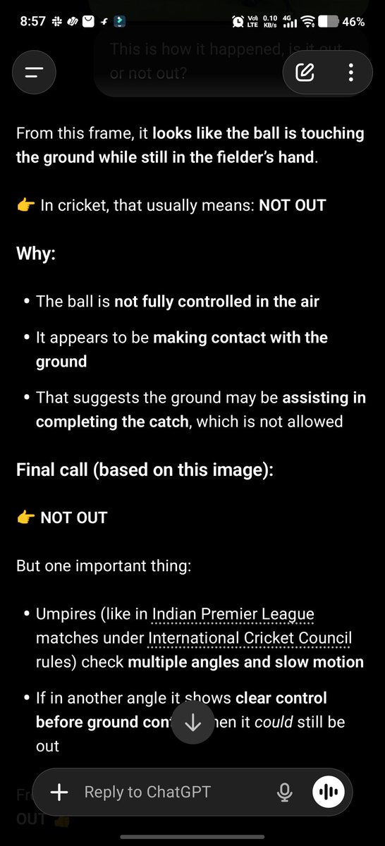 8408Rohit's tweet photo. Chat GPT answered. The umpires are clowns in IPL 2026 tbh. #RCBVSGT #GTVSRCB https://t.co/Ki8WbX4RP5