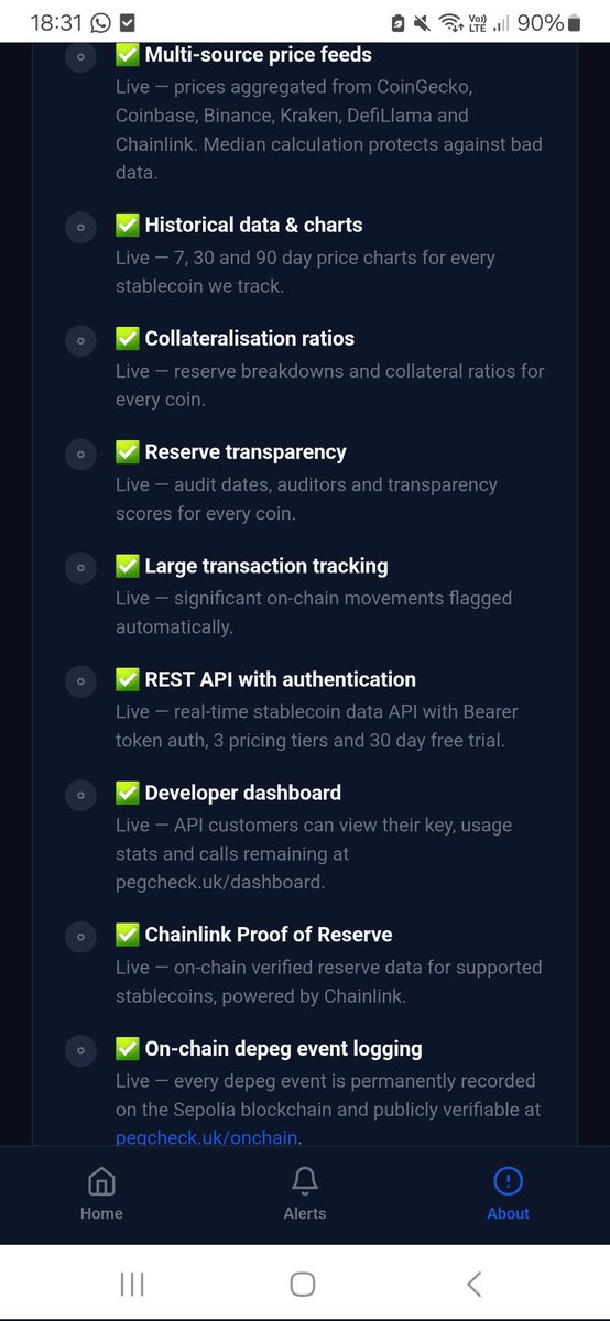 PegCheckApp's tweet image. "Hey @chainlink @chainlinktoday — built PegCheck, a stablecoin depeg monitoring API
The most reliable stablecoin depeg detection available  anywhere.
Would love to be featured in the Chainlink ecosystem 🙏
pegcheck.uk/developers
#Chainlink #DeFi #stablecoin #BuildingOnChainlink"