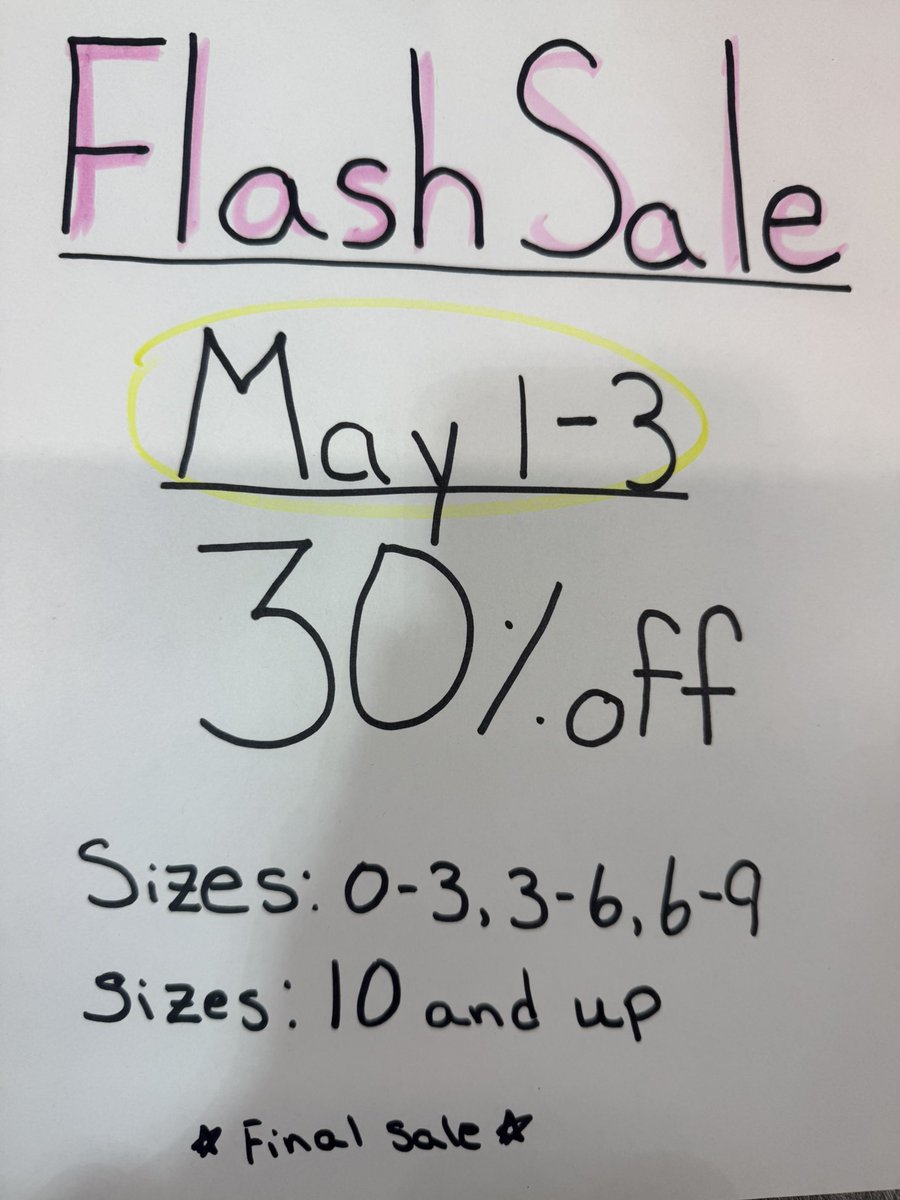 OUACEDMONTON's tweet photo. Flash Sale Alert!!! We are overstocked in some sizes and this weekend May 1 to May 3 all appeals in 0-3m, 3-6m, 6-9m, size 10 and above will be 30% off!   Edmonton South side location exclusive !  *all sales final* https://t.co/0bTM5iEpH7