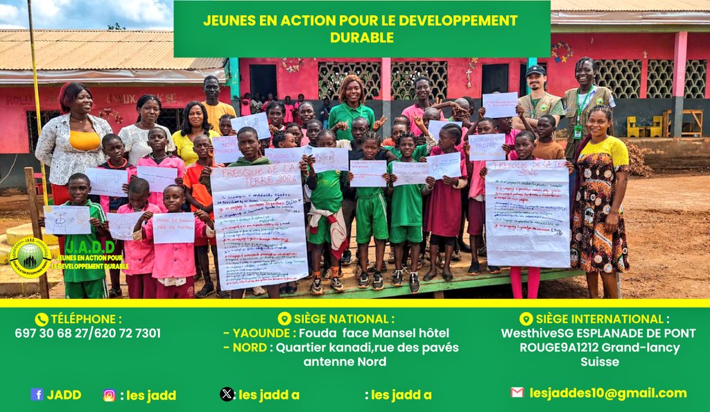 lesjadd's tweet image. 🌍 Our Power, Our #Planet A look back at a highlight of #JMT2026 at La CIME Primary School (Mfou): ✨ A collective mural filled with hope.

 42 children, 42 promises, 42 commitments for tomorrow. Simple words, a real impact. Because protecting the #environment starts today.