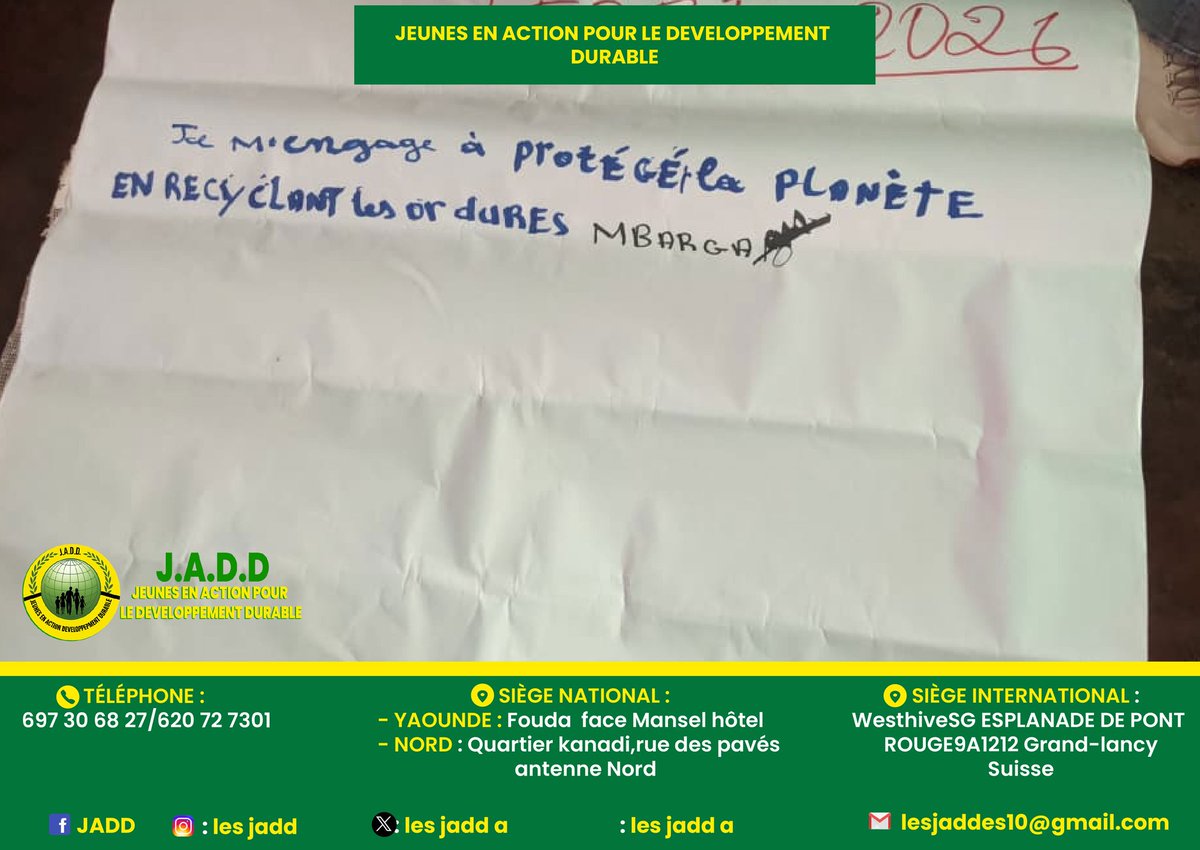 lesjadd's tweet image. 🌍 Our Power, Our #Planet A look back at a highlight of #JMT2026 at La CIME Primary School (Mfou): ✨ A collective mural filled with hope.

 42 children, 42 promises, 42 commitments for tomorrow. Simple words, a real impact. Because protecting the #environment starts today.