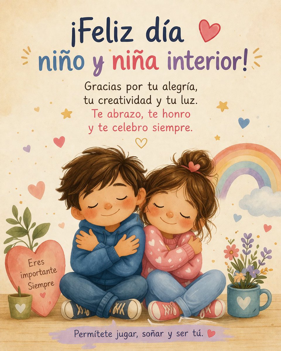 ✨ Hoy también es un buen día para abrazarte por dentro…
Felicita a tu niño y niña interior 💛
Porque ahí vive tu alegría, tu creatividad y tu capacidad de amar.
No lo olvides: sanar también es volver a ti. 🌱
Dra. Fidelia Martínez 
Dr. Juan Antonio Barrera