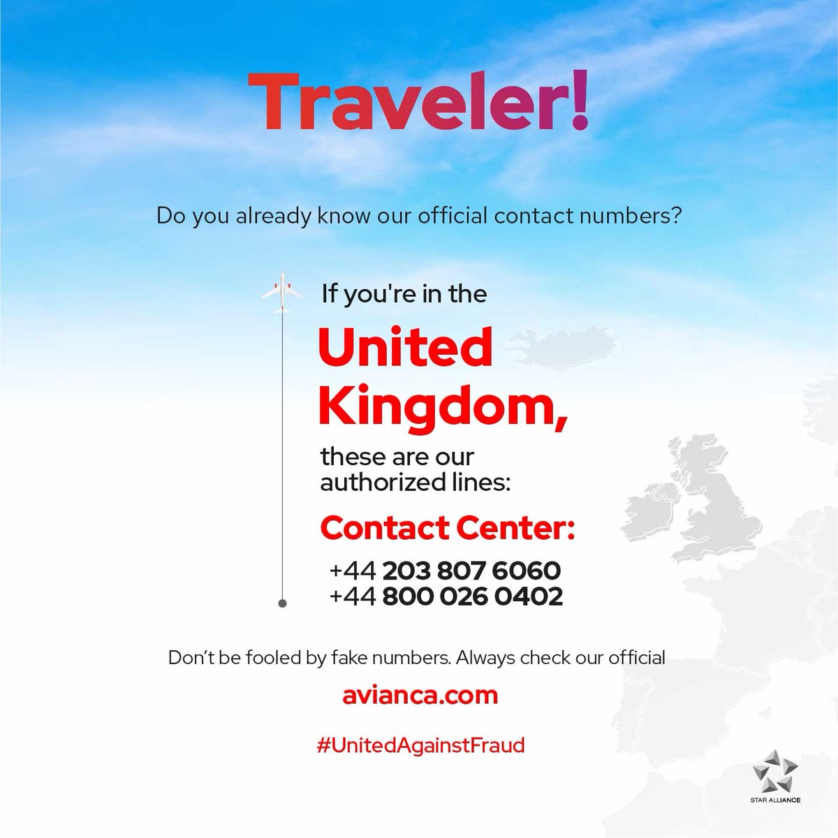 #UnitedKingdom: Discover all our customer service channels and choose the one you like best. We're here to guide you before, during, and after your flight:
avianca.com/us/en/about-us…. ☁️✈️

#UnitedAgainstFraud