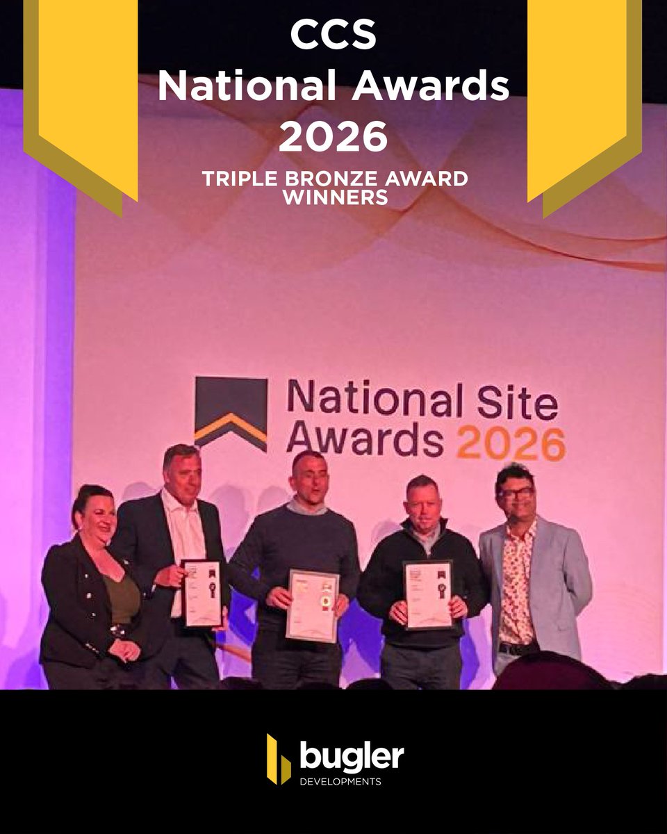 Bugler_Devs's tweet photo. 🏆🏆🏆 Triple Bronze Award at the Considerate Constructors National Site Awards 2026 

Bugler Developments is proud and delighted to have received three Bronze Awards.

Our award-winning sites were: Marchmont Fields, Family Welcome Centre, and Leyes Road. https://t.co/4lJIOqILVV