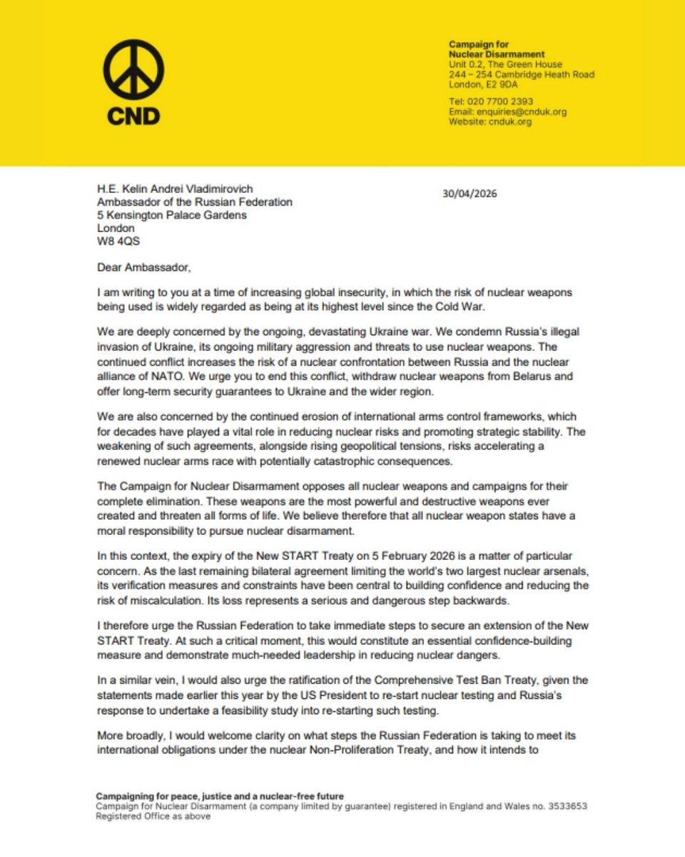Campaign for Nuclear Disarmament tweet media